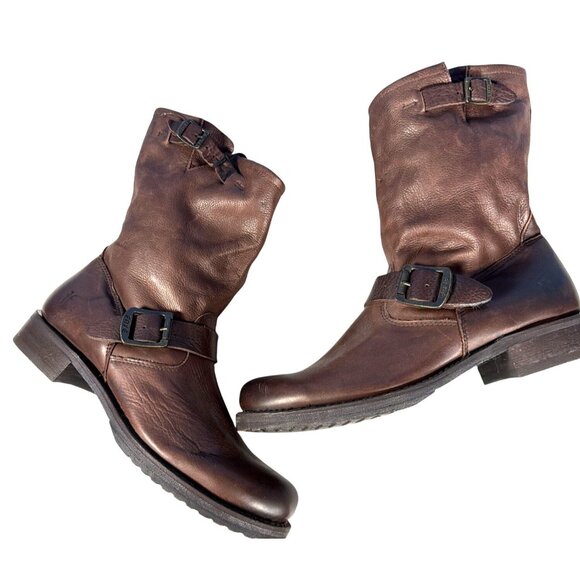 New FRYE Veronica Slouch Short Boots 10 Brown Leather HTF Vintage $428 - Picture 10 of 16